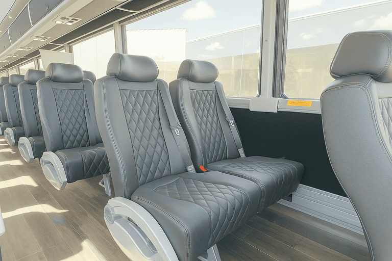 interior of Vallejo Minibus Company charter bus